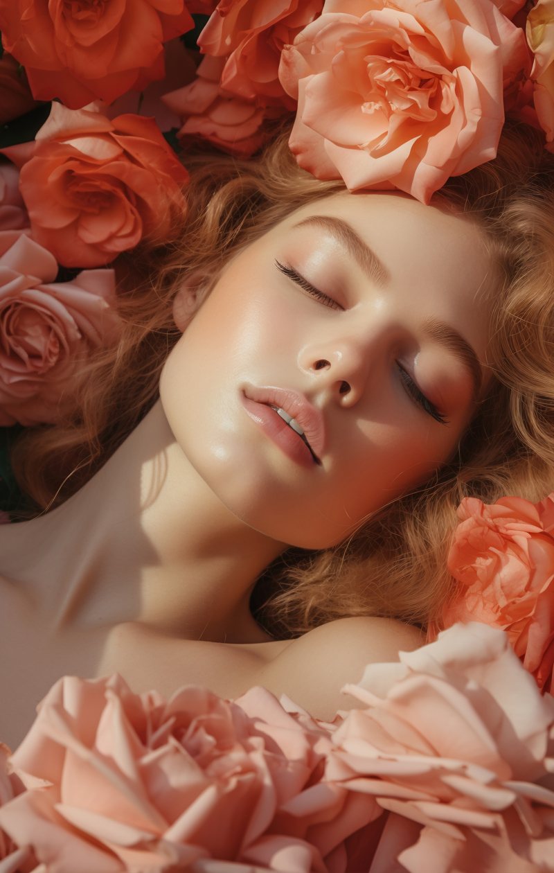 Top view young woman posing with roses_beauty by ceren dogan